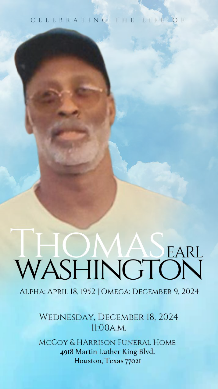 THOMAS WASHINGTON 1952 – 2024